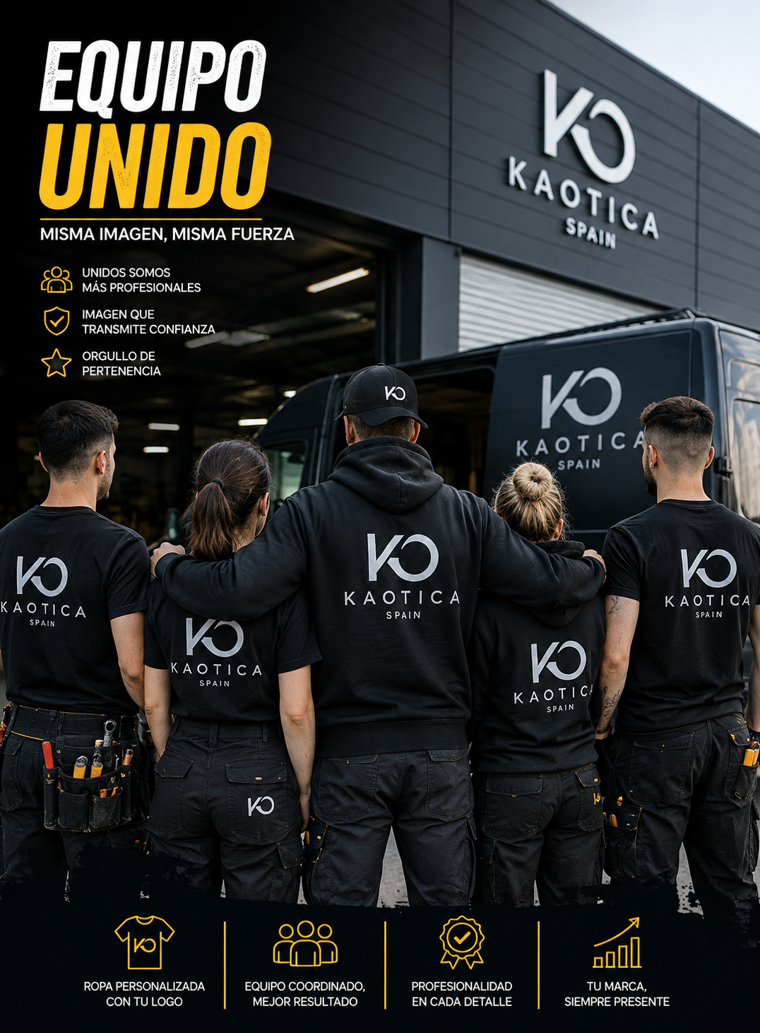 Equipo con ropa personalizada